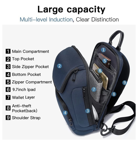 Σακίδιο χιαστί Sling Bag BANGE 7565 Μπλε