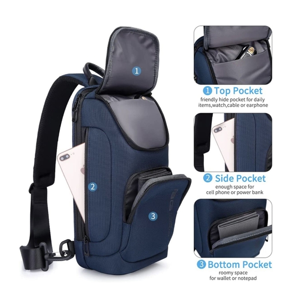 Σακίδιο χιαστί Sling Bag BANGE 7565 Μπλε