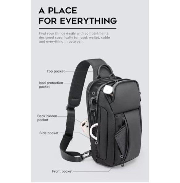 Σακίδιο χιαστί Sling Bag BANGE 7566 Μαύρο