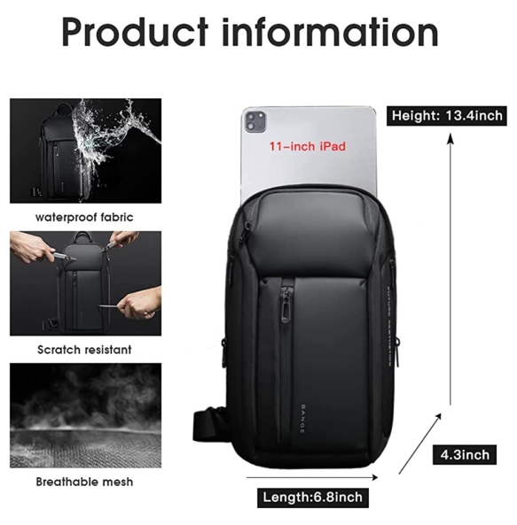Σακίδιο χιαστί Sling Bag BANGE 7566 Μαύρο