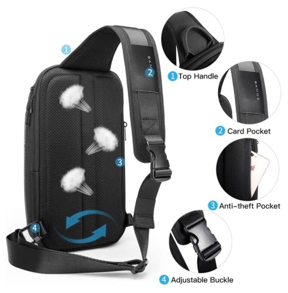 Σακίδιο χιαστί Sling Bag BANGE 7566 Μαύρο