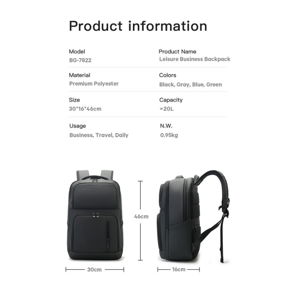 Σακίδιο πλάτης BANGE 7822 20lt Μαύρο