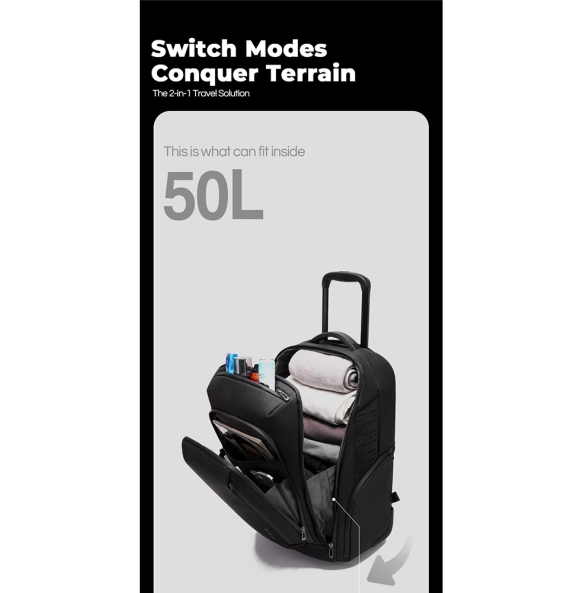 Τροχήλατο σακίδιο BANGE 2 σε 1 8079 Μαύρο Τροχήλατο σακίδιο BANGE 2 σε 1 8079 Μαύρο