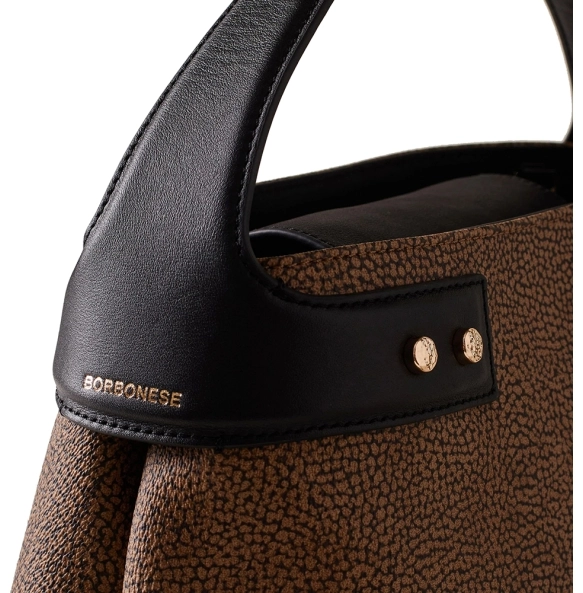 Τσάντα BORBONESE Armor Top Handle Medium 91010022 Καφέ