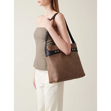 Τσάντα BORBONESE Armor Hobo Medium 91010024 Καφέ