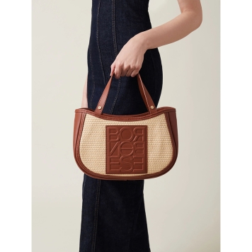 Τσάντα BORBONESE Riviera Shopper Small 91010064 Μπεζ