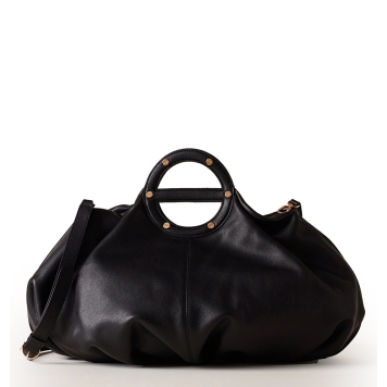Τσάντα BORBONESE Vis A Vis Bowler Bag Medium 91010211 Μαύρο