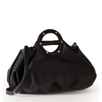 Τσάντα BORBONESE Vis A Vis Bowler Bag Medium 91010211 Μαύρο