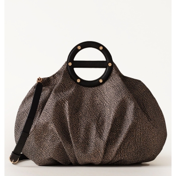 Τσάντα BORBONESE Vis A Vis Bowler Bag Medium 91010211 Καφέ