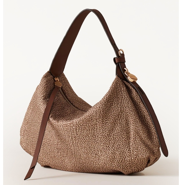 Τσάντα BORBONESE Prive Hobo Small 91010231 Καφέ