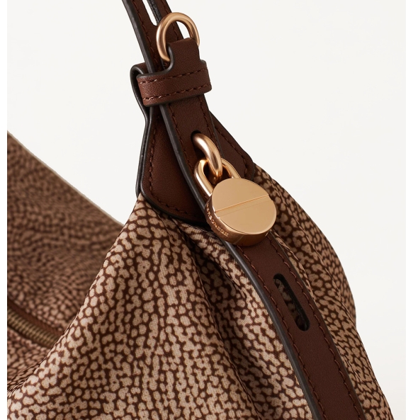 Τσάντα BORBONESE Prive Hobo Small 91010231 Καφέ