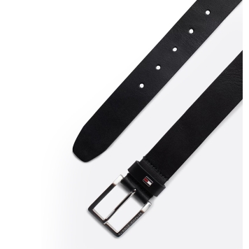 Ζώνη TOMMY HILFIGER Leather Enamel Flag Belt 12554 Μαύρο