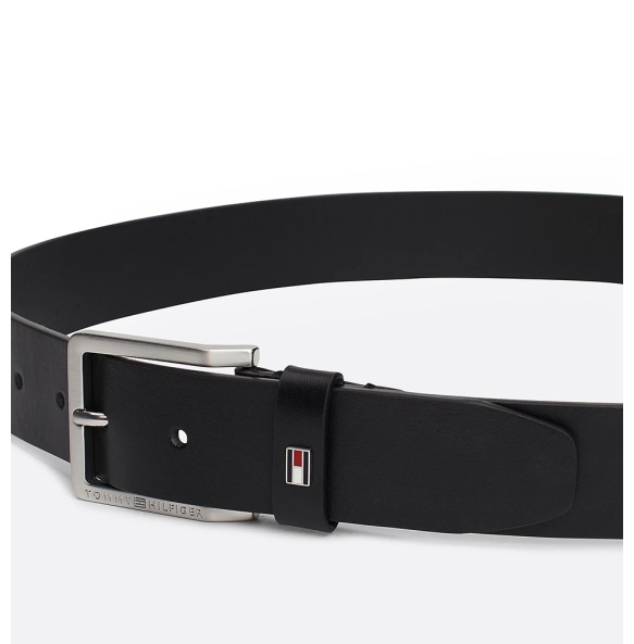 Ζώνη TOMMY HILFIGER Leather Enamel Flag Belt 12554 Μαύρο