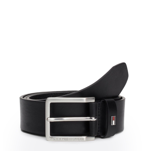 Ζώνη TOMMY HILFIGER Leather Enamel Flag Belt 12554 Μαύρο