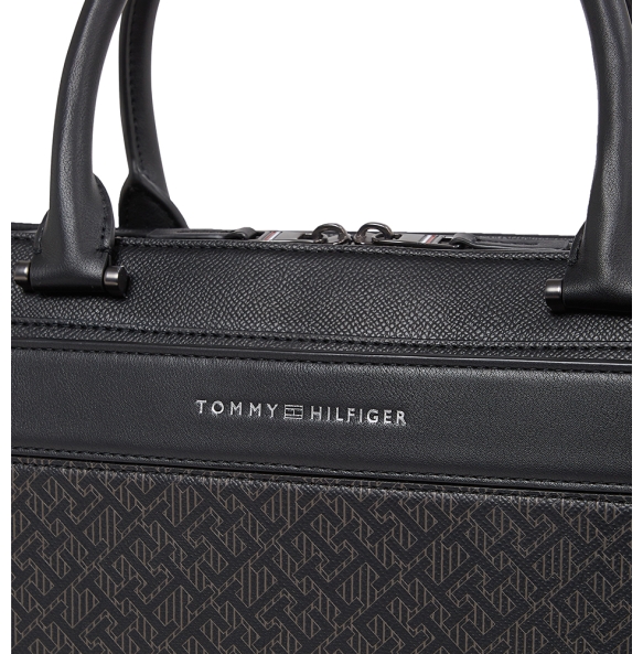 Τσάντα Laptop TOMMY HILFIGER TH Monogram Textured Bag 12706 Μαύρο