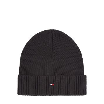 Σκουφάκι TOMMY HILFIGER TH Flag Pima Cotton Beanie 12796 Μαύρο