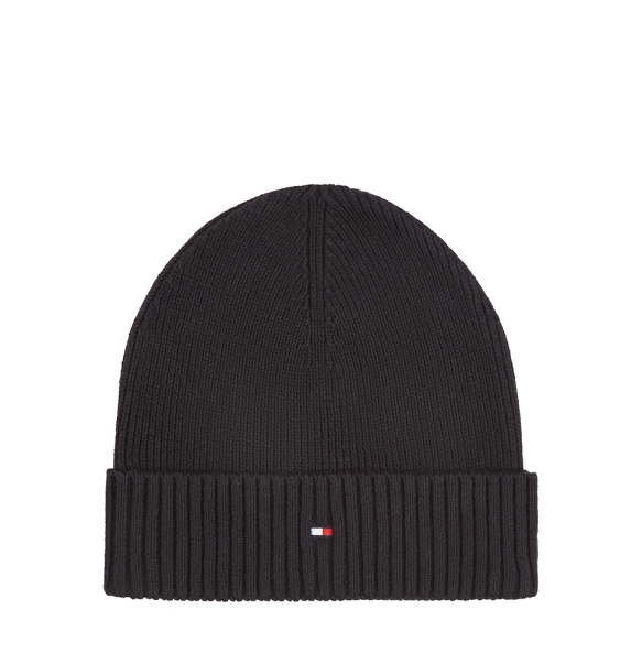 Σκουφάκι TOMMY HILFIGER TH Flag Pima Cotton Beanie 12796 Μαύρο