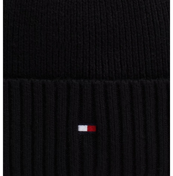 Σκουφάκι TOMMY HILFIGER TH Flag Pima Cotton Beanie 12796 Μαύρο