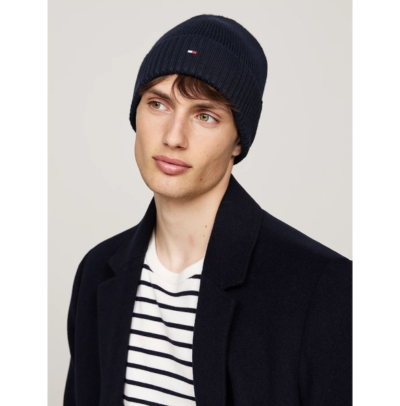 Σκουφάκι TOMMY HILFIGER TH Flag Beanie with Cashmere 12796 Μπλε