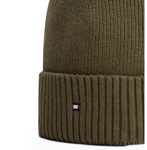 Σκουφάκι TOMMY HILFIGER TH Flag Beanie with Cashmere 12796 Πράσινο