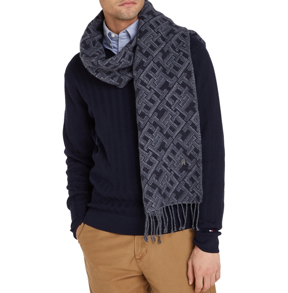 Κασκόλ TOMMY HILFIGER Monogram Wool Cashmere 12836 Μαύρο