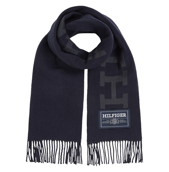 Κασκόλ TOMMY HILFIGER TH Monotype Wool 12838 Μπλε