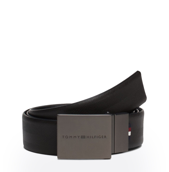 Ζώνη TOMMY HILFIGER Reversible Textured Leather Belt 12843 Μαύρο