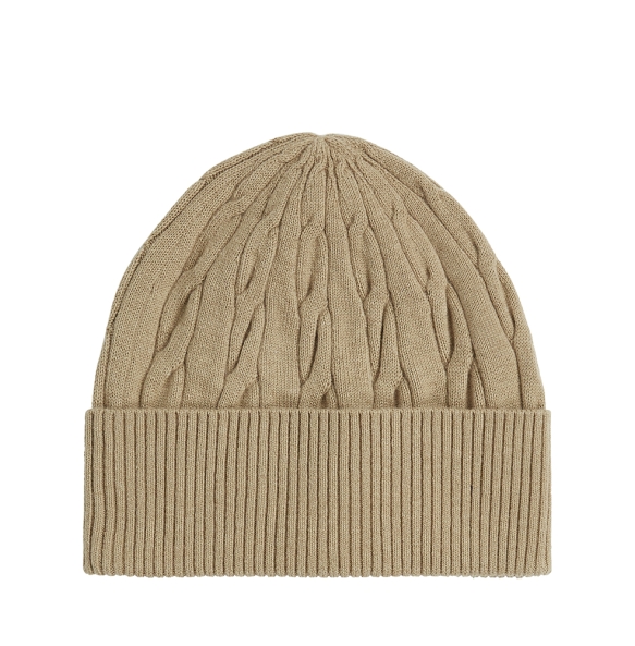 Σκουφάκι TOMMY HILFIGER TH Flag Cable Knit Beanie 13588 Μπεζ