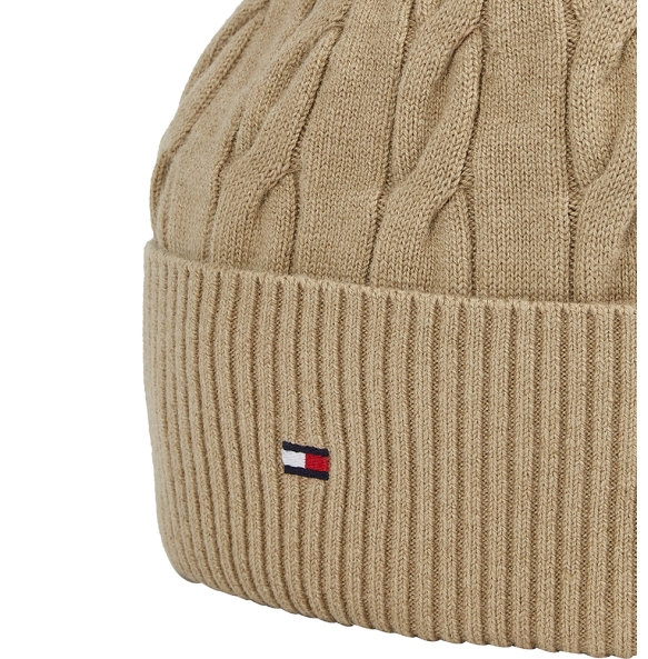 Σκουφάκι TOMMY HILFIGER TH Flag Cable Knit Beanie 13588 Μπεζ