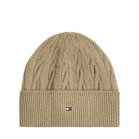 Σκουφάκι TOMMY HILFIGER TH Flag Cable Knit Beanie 13588 Μπεζ