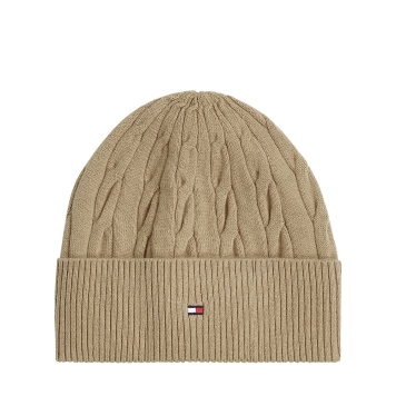 Σκουφάκι TOMMY HILFIGER TH Flag Cable Knit Beanie 13588 Μπεζ