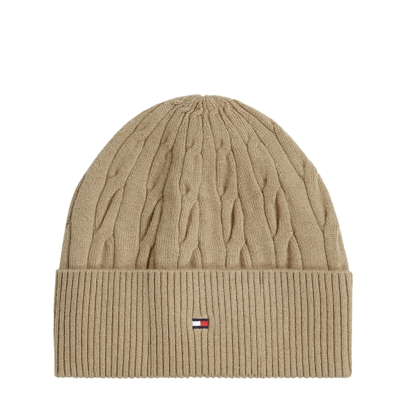 Σκουφάκι TOMMY HILFIGER TH Flag Cable Knit Beanie 13588 Μπεζ