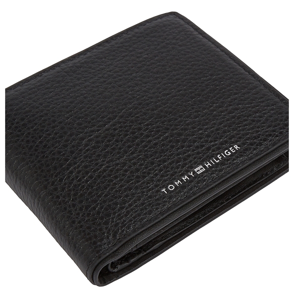 TOMMY HILFIGER TH Corporate Flap Leather Wallet 13741 Μαύρο