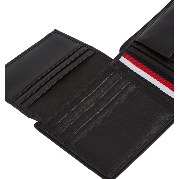 TOMMY HILFIGER TH Corporate Flap Leather Wallet 13741 Μαύρο