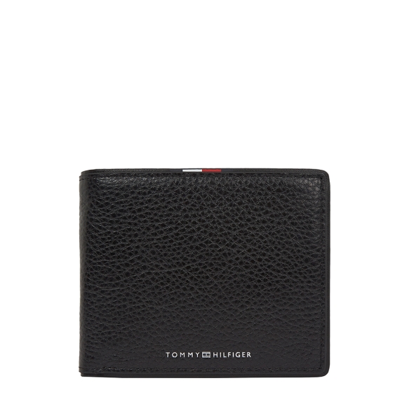 TOMMY HILFIGER TH Corporate Flap Leather Wallet 13741 Μαύρο