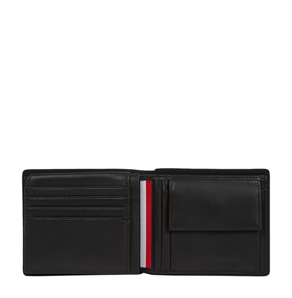 TOMMY HILFIGER TH Corporate Flap Leather Wallet 13741 Μαύρο