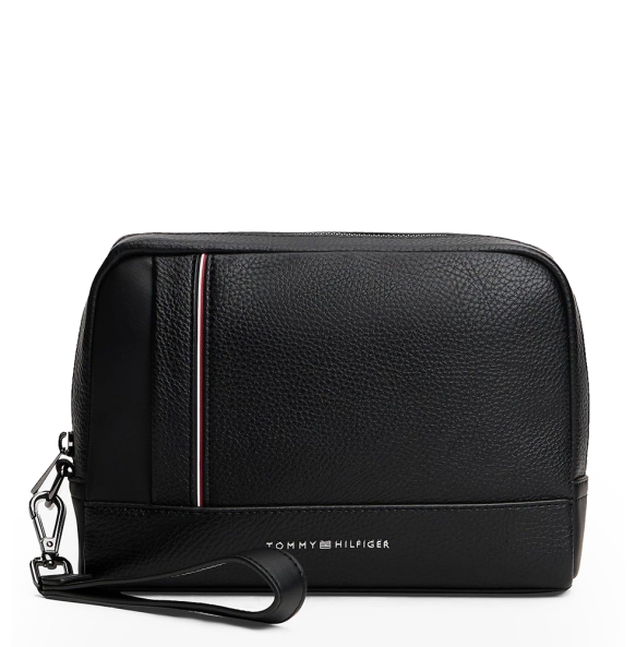 Τσαντάκι Χειρός TOMMY HILFIGER Signature Tape Pouch 13790 Μαύρο