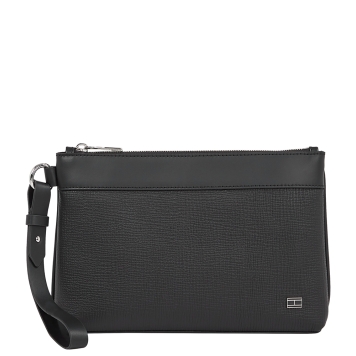 Τσαντάκι Χειρός TOMMY HILFIGER TH Flag Leather Pouch 13792 Μαύρο