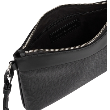 Τσαντάκι Χειρός TOMMY HILFIGER TH Flag Leather Pouch 13792 Μαύρο