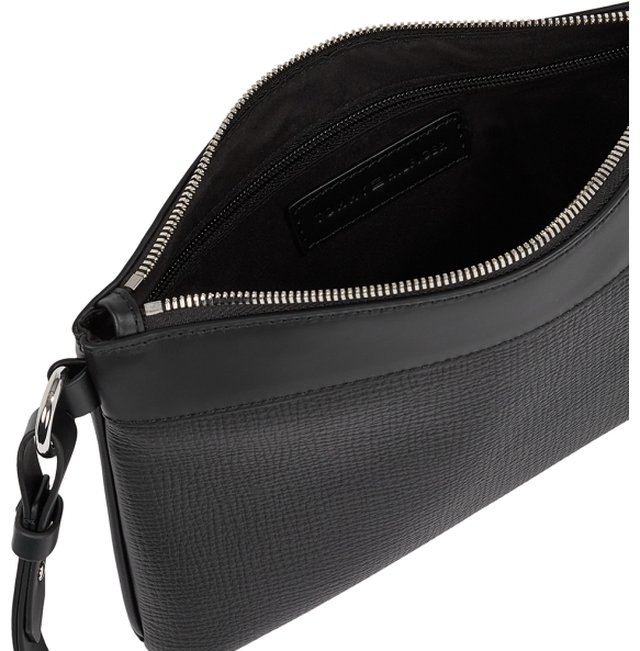 Τσαντάκι Χειρός TOMMY HILFIGER TH Flag Leather Pouch 13792 Μαύρο