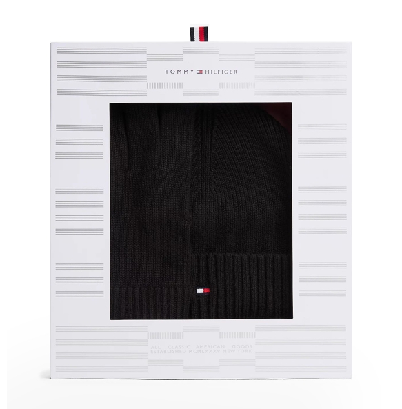 Σετ Σκούφος και Γάντια TOMMY HILFIGER TH Flag 13806 Μαύρο Σετ Σκούφος και Γάντια TOMMY HILFIGER TH Flag 13806 Μαύρο