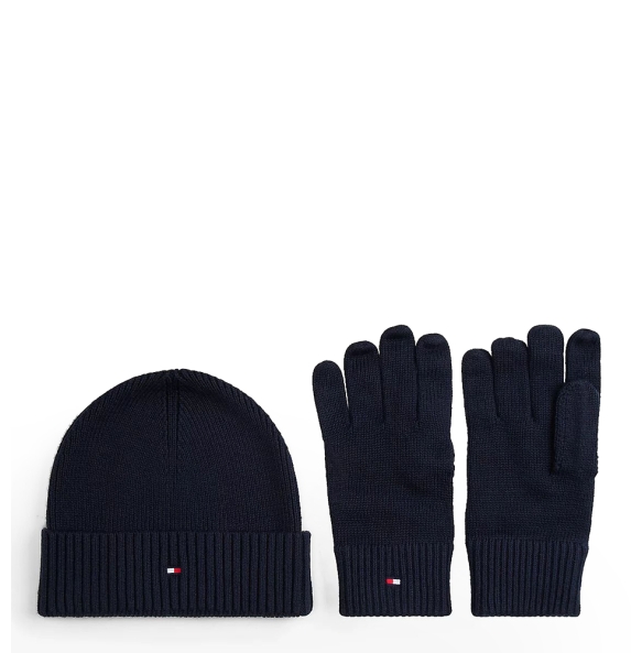 Σετ Σκούφος και Γάντια TOMMY HILFIGER TH Flag 13806 Μπλε