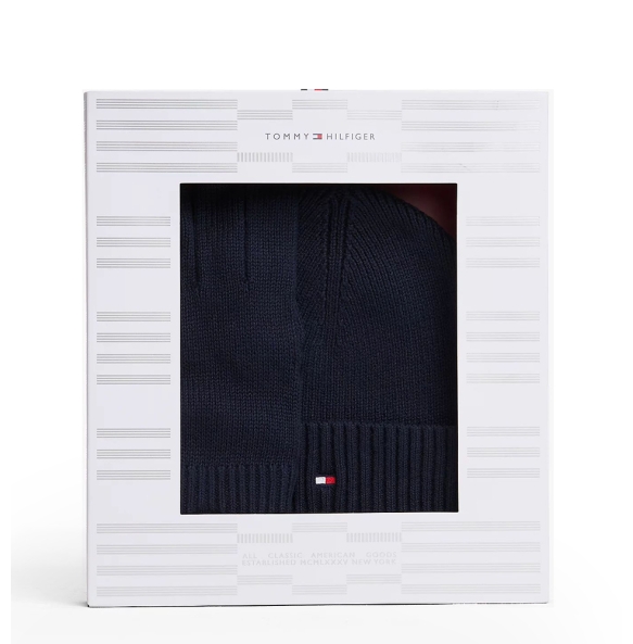 Σετ Σκούφος και Γάντια TOMMY HILFIGER TH Flag 13806 Μπλε