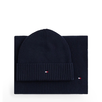 Σετ Σκούφος και Κασκόλ TOMMY HILFIGER TH Flag 13807 Μπλε