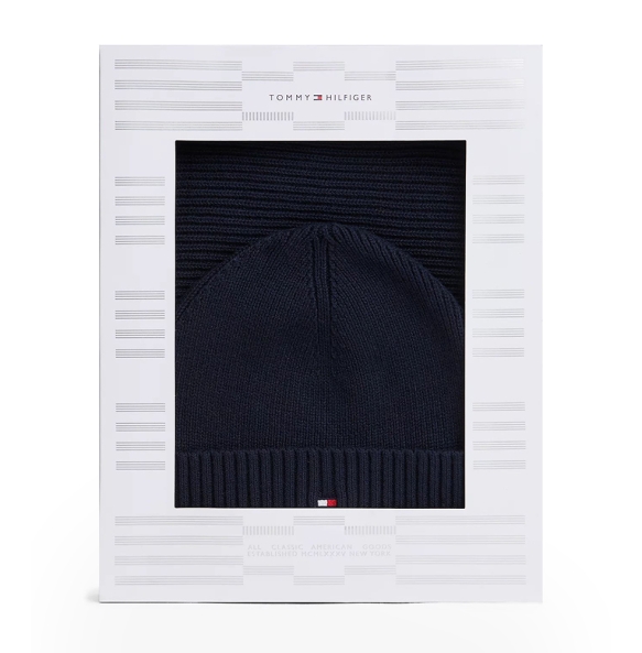 Σετ Σκούφος και Κασκόλ TOMMY HILFIGER TH Flag 13807 Μπλε