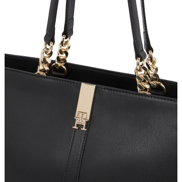 Τσάντα TOMMY HILFIGER TH Heritage Chain Tote 16321Μαύρο