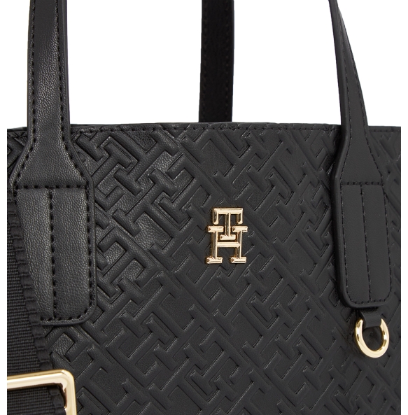 Τσάντα TOMMY HILFIGER TH Monogram Embossed Tote 16473 Μαύρo