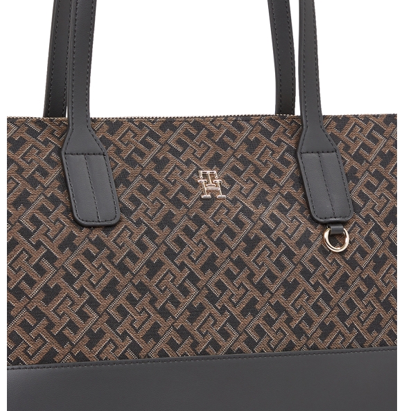 Τσάντα TOMMY HILFIGER TH Monogram Jacquard Tote 17070 Μαύρο