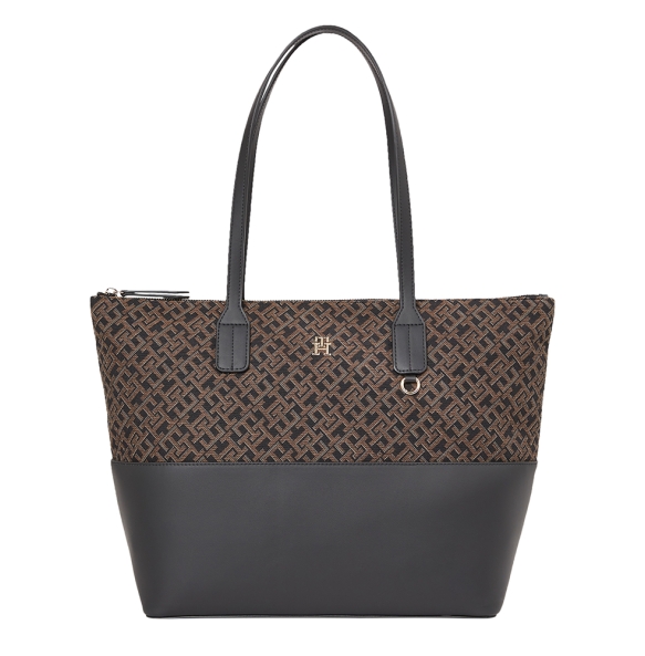 Τσάντα TOMMY HILFIGER TH Monogram Jacquard Tote 17070 Μαύρο