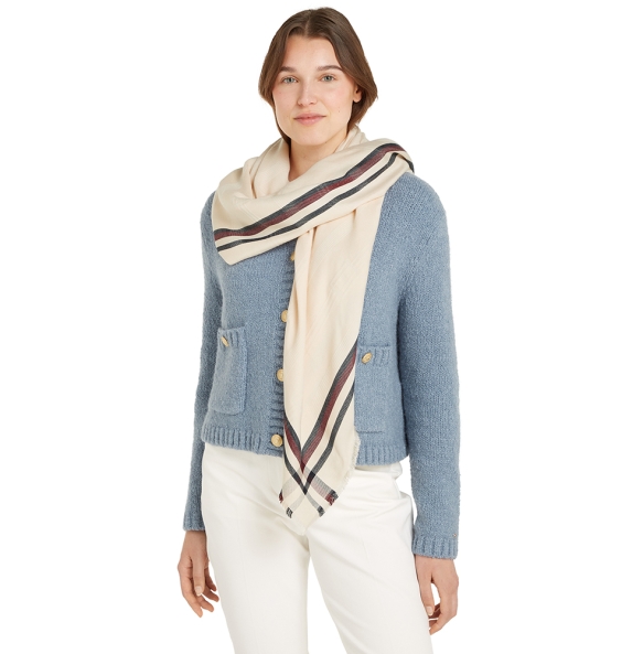 Φουλάρι TOMMY HILFIGER Essential Flag Jacquard Square 17351 Μπεζ